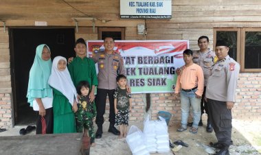 Peduli Sesama, Kapolsek Tualang Berbagi Makanan ke Yayasan Berkah Ikhlas Hati dan Pemulung Sampah Di Jum’at Berbagi