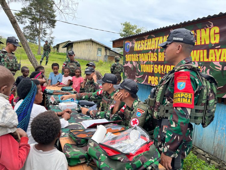 Satgas Yonif 641/Beruang Berikan Pelayanan Kesehatan Gratis di Yahukimo