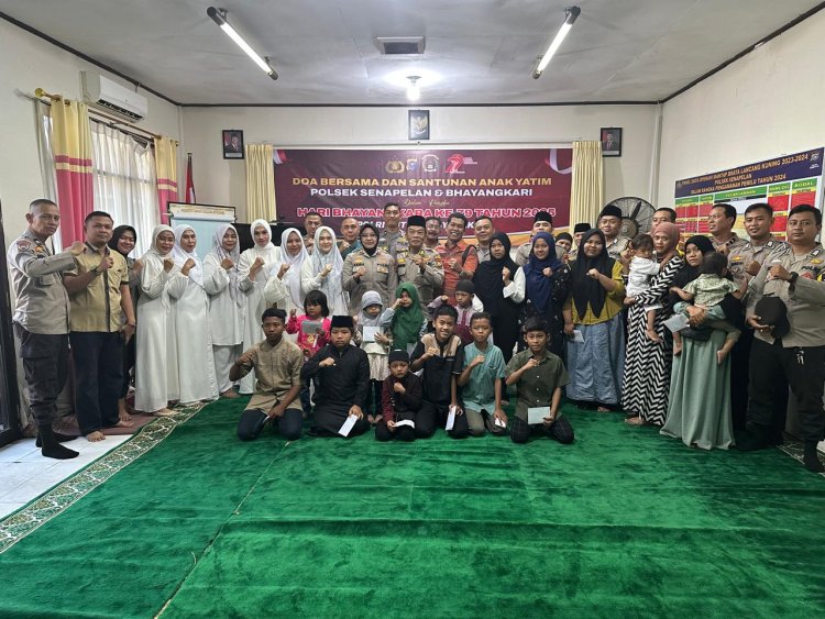 Polsek Senapelan Gelar Doa Bersama dan Santuni Anak Yatim, Sambut HUT Bhayangkara ke-79