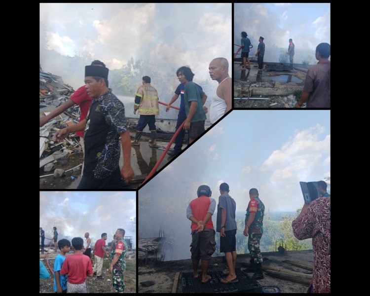 Gudang Rongsok di Simo Boyolali Terbakar, Babinsa Sigap Evakuasi dan Koordinasi Damkar