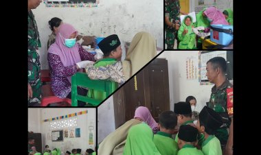 Babinsa Klego Dampingi Imunisasi BIAS di Boyolali