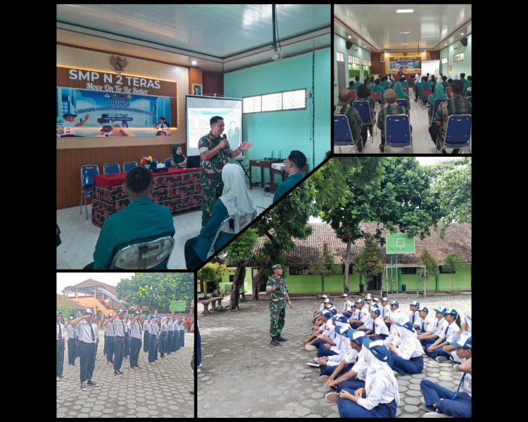 Babinsa Latih Siswa SMPN 2 Teras Boyolali Jadi Pemimpin Muda Berkarakter