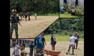 Satgas Yonif 763/SBA Bersihkan Gereja di Perbatasan Papua Barat Daya